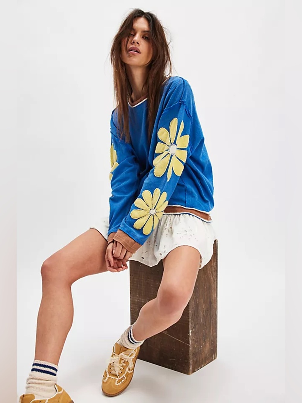 Free People You’re a Star Tee in Blue Combo (LARGE / PTP: 33” flat)($98)